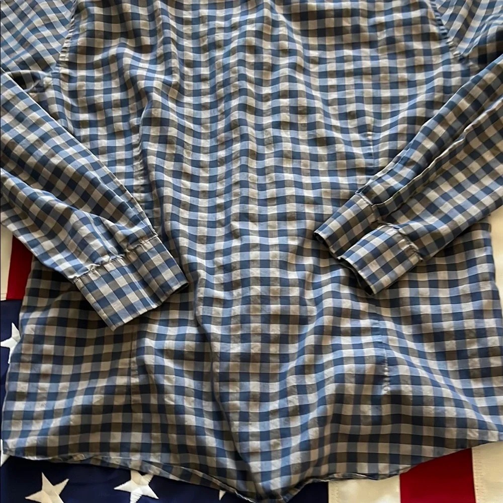 Checkered Blue and Grey Button-Up Shirt - Picture 7 of 15